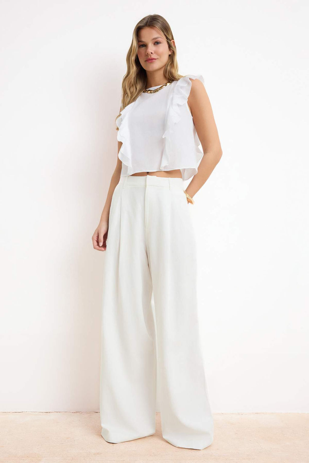 Sar? F?rf?r Detayl? Crop Boy Yar? Transparan Dokuma Bluz TWOSS26BZ00403 - Trendyolmilla фото 4