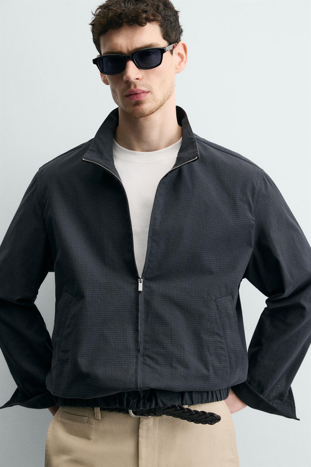 CAZADORA BOMBER REGULAR FIT CUADROS / Azul - Zara фото 6