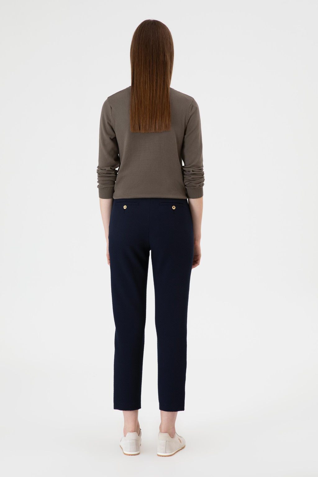Kad_n A__k Lacivert Carrot High Waist Fit Kanvas Pantolon