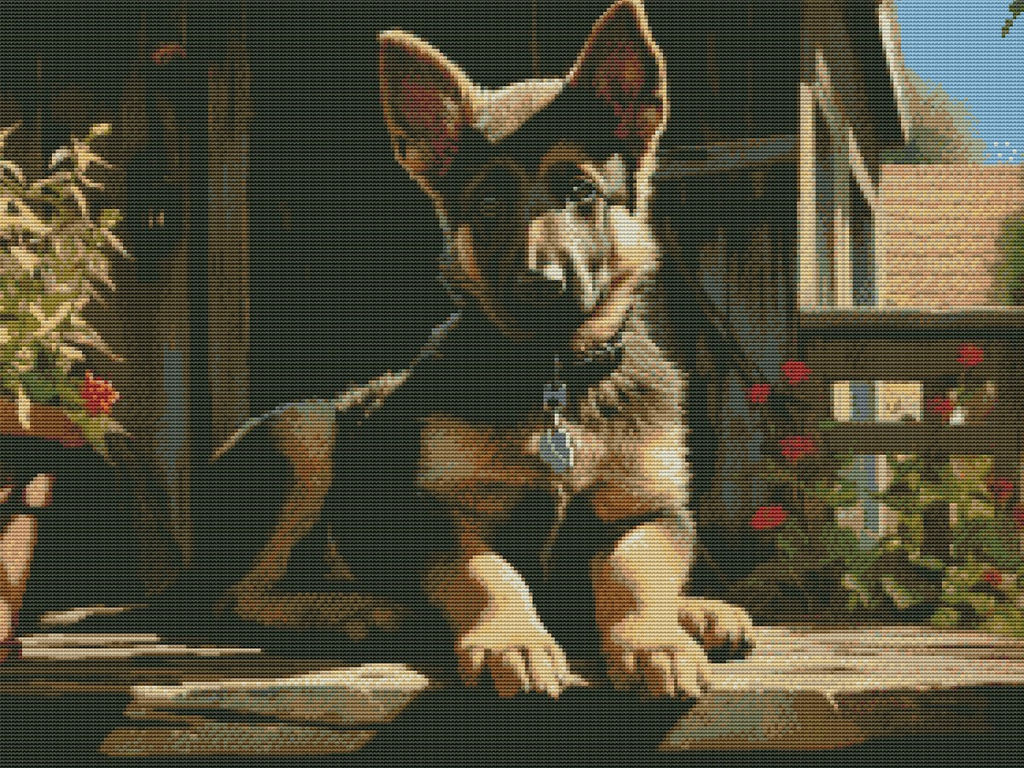 Вышивка крестиком 40х50см, Щенок овчарки