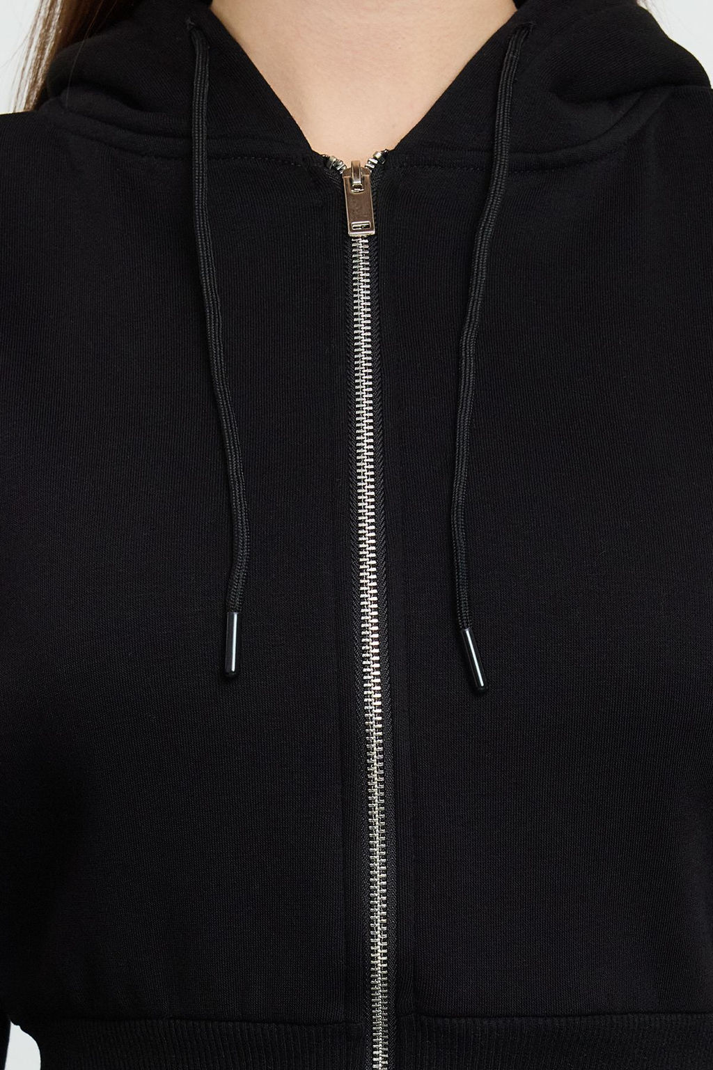 Siyah Crop Oversize Orme Sweatshirt TWOAW25SW00302