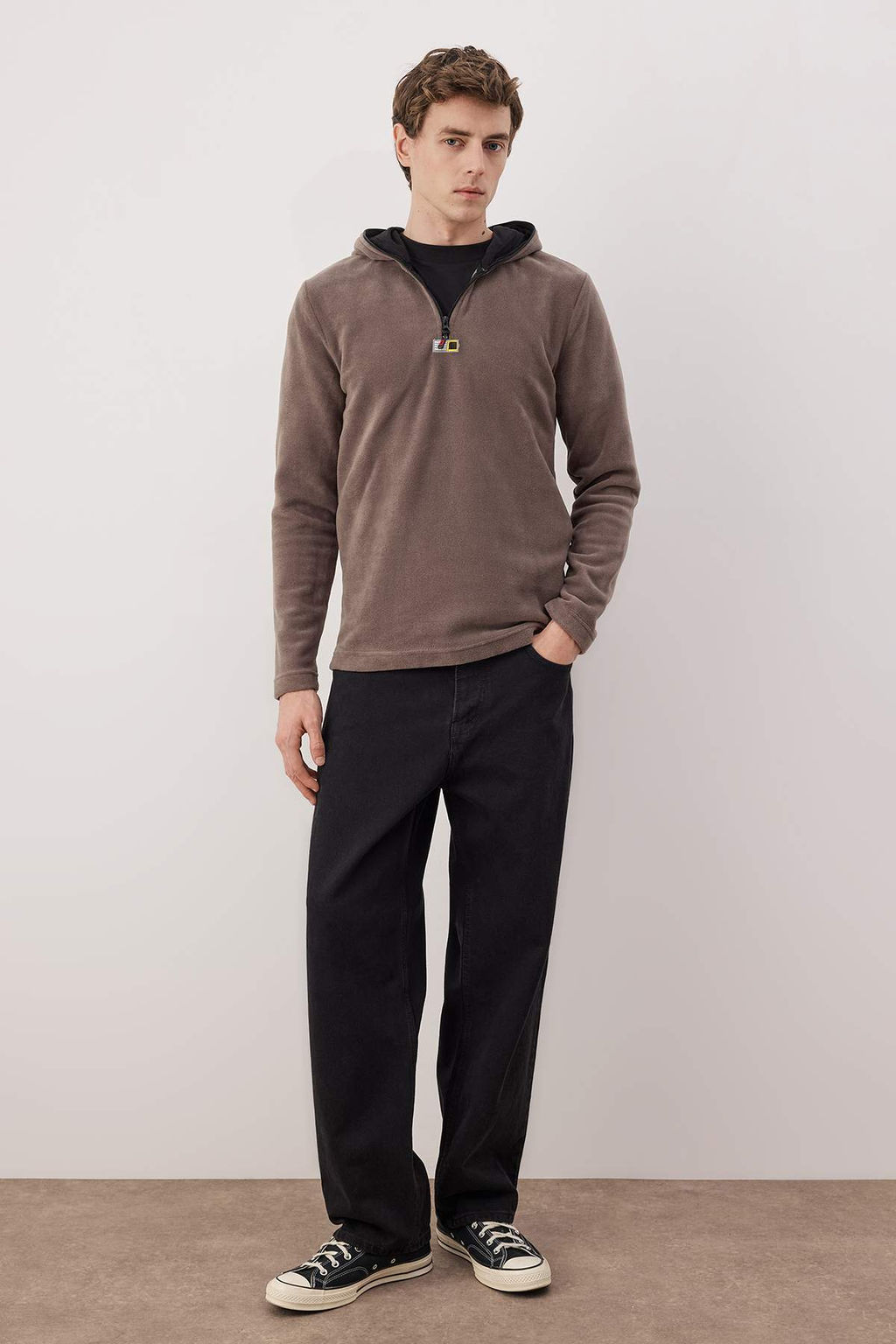 Haki Slim/Dar Kesim Polar Fermuarl? Kapusonlu Sweatshirt TMNAW26SW00064 - Trendyolmilla фото 5