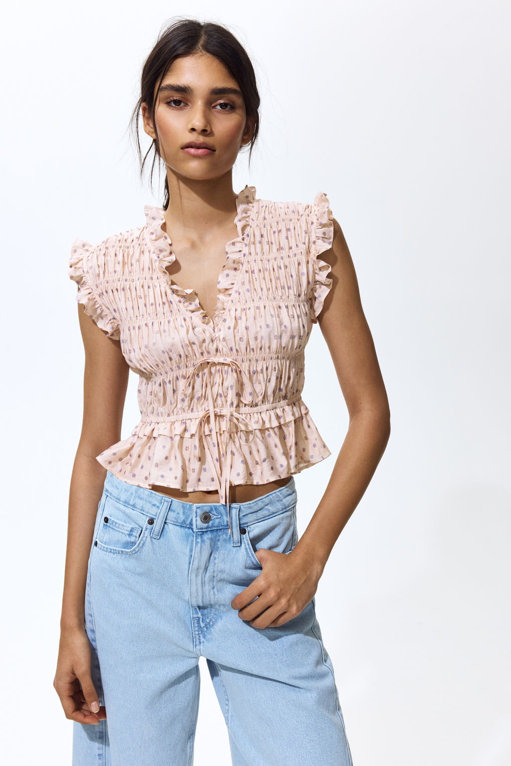 Blusa sin mangas nido de abeja - H&m фото 3