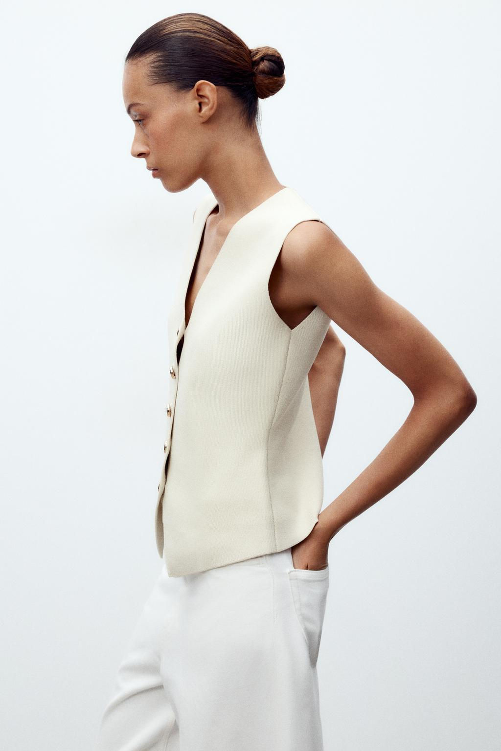 PLAIN KNIT WAISTCOAT TOP - Zara фото 10