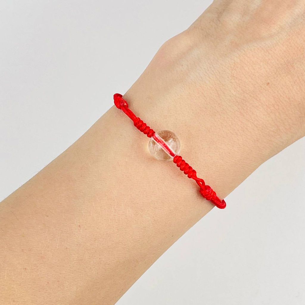 Защитный браслет Красная нить с Горным Хрусталем от 16 см