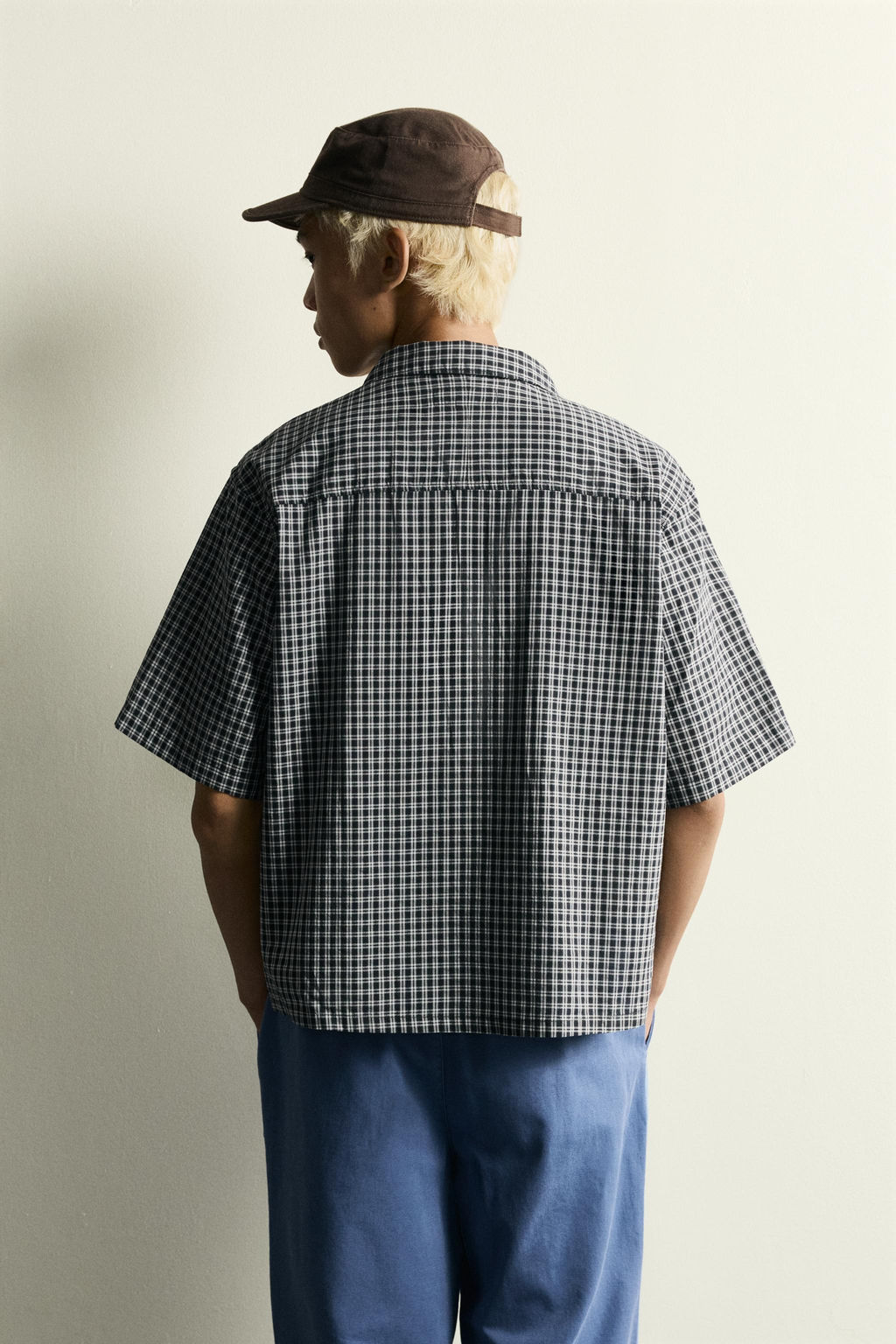 CAMISA RELAXED FIT JACQUARD CUADROS / Azul - Zara фото 3