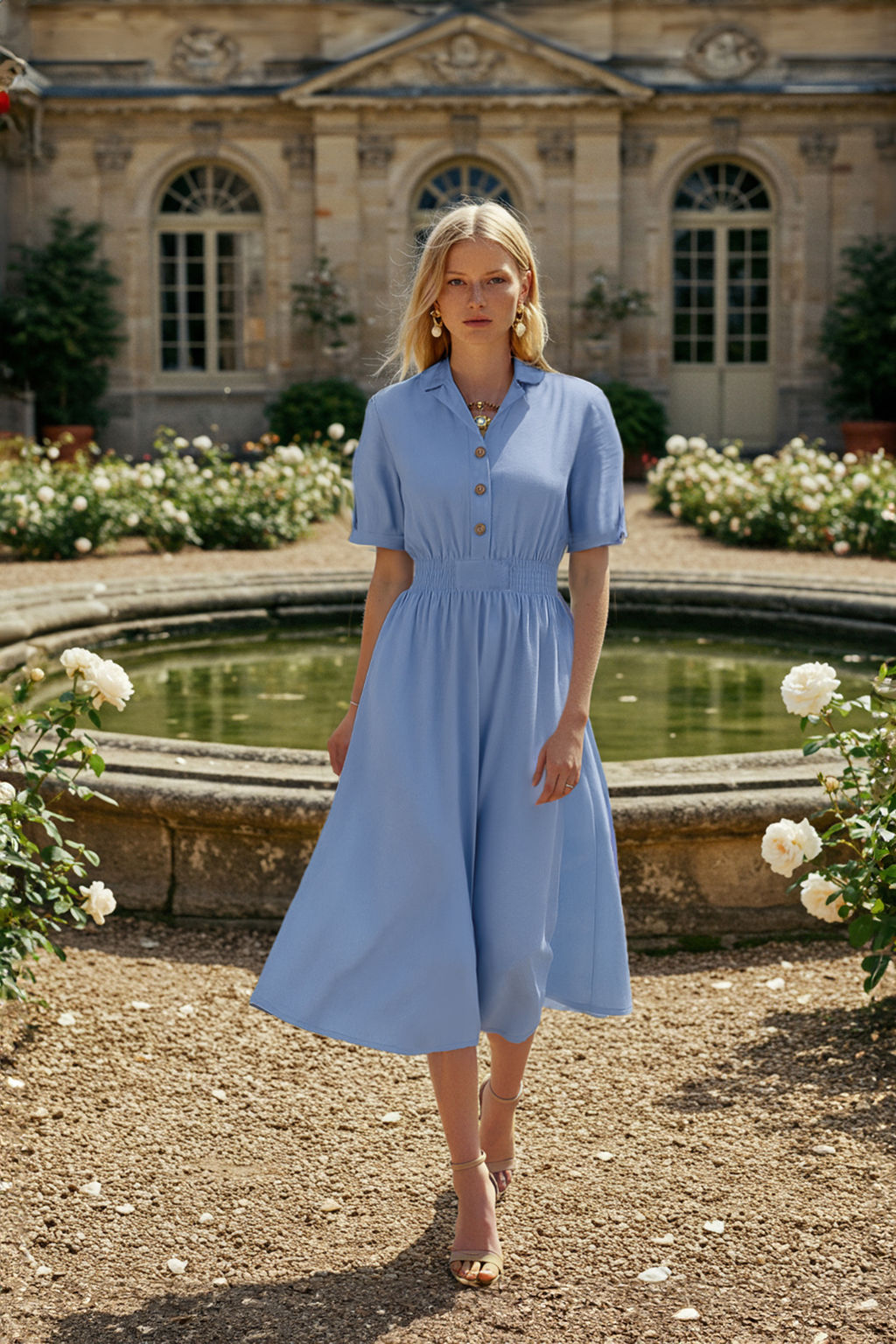 TRENDYOLMILLA Turuncu A Kesim Gomlek Yaka Gipeli Midi Dokuma Elbise TWOSS21EL1023  фото 28