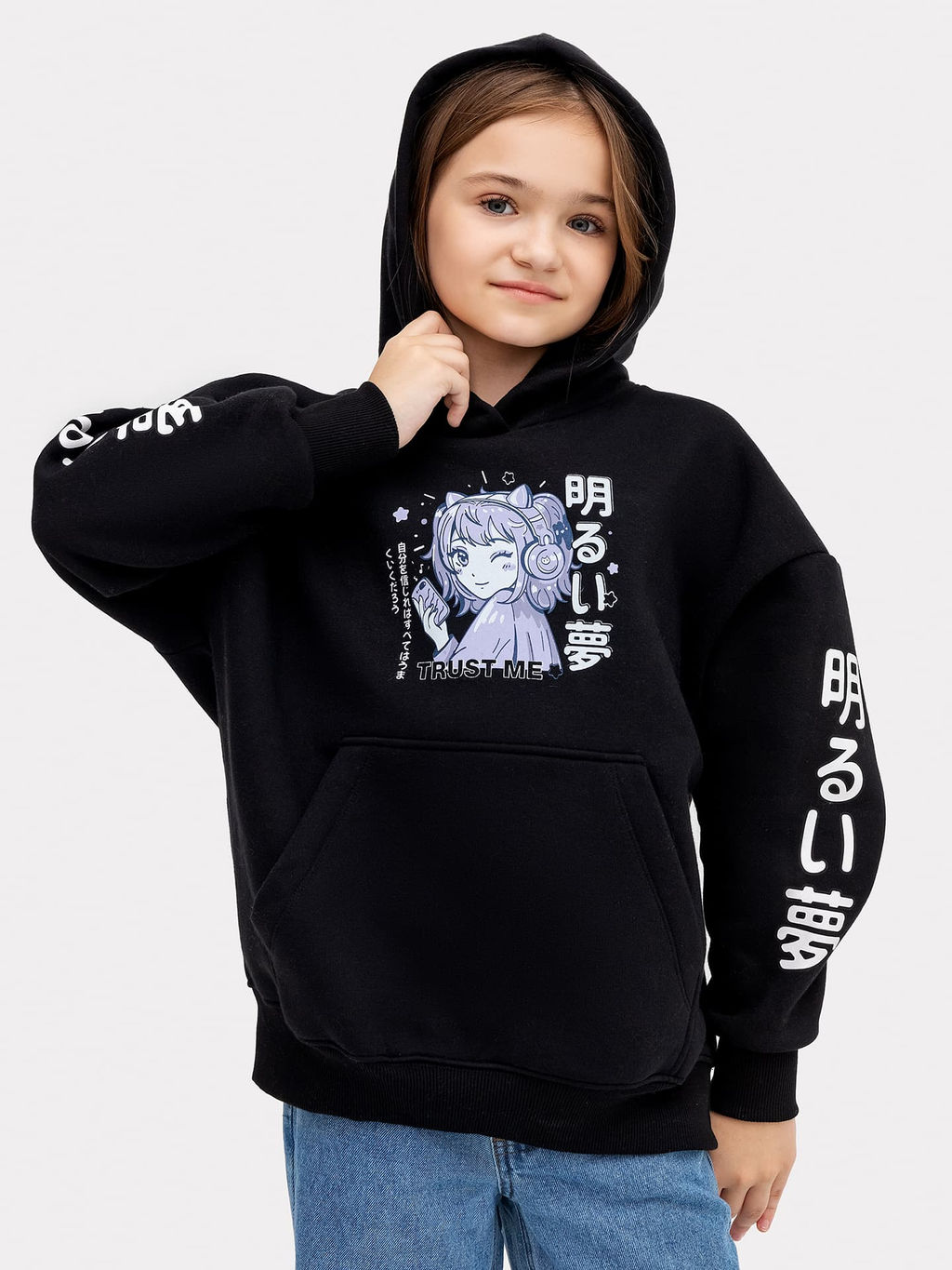 Худи для девочек черное с печатью - Mark formelle фото 3