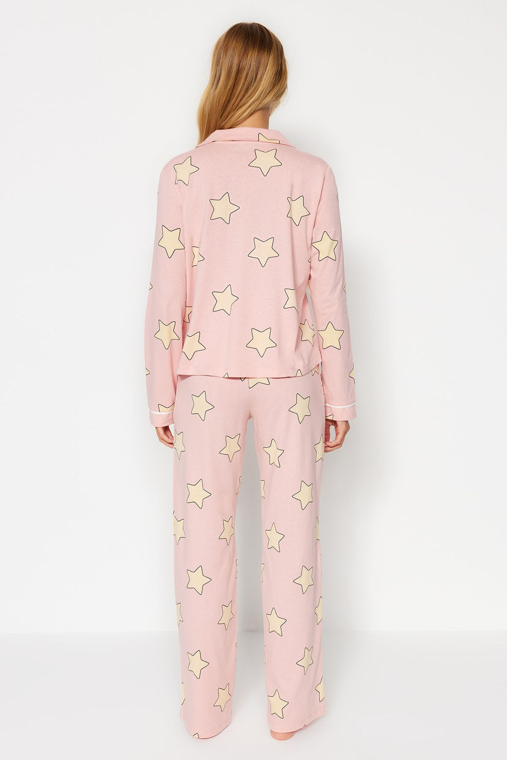 Trendyolmilla Bordo %100 Pamuklu Y?ld?z Desenli Orme Pijama Tak?m? THMAW21PT0456  фото 9