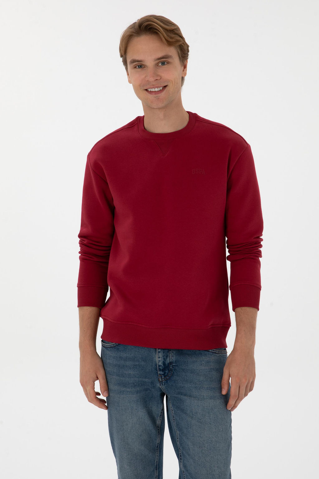 Erkek Koyu Frambuaz Basic Sweatshirt Sepette S_rpriz _ndirim - U.s. polo assn фото 3