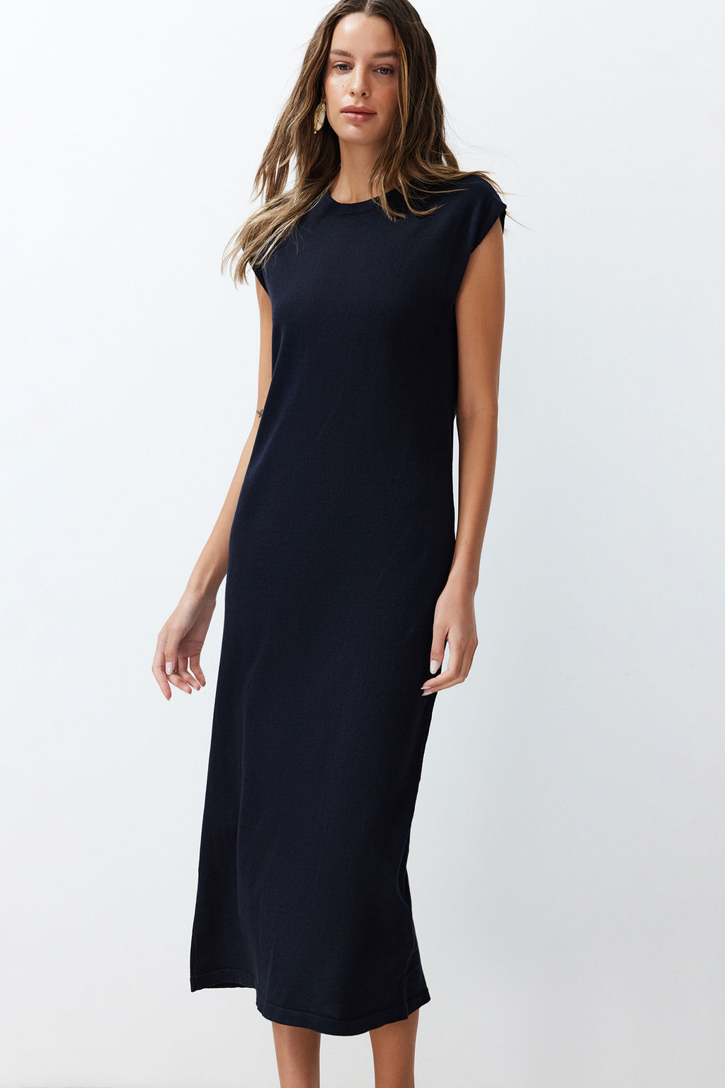 Lacivert Maxi Triko Premium Kalite Elbise TWOSS24EL00301