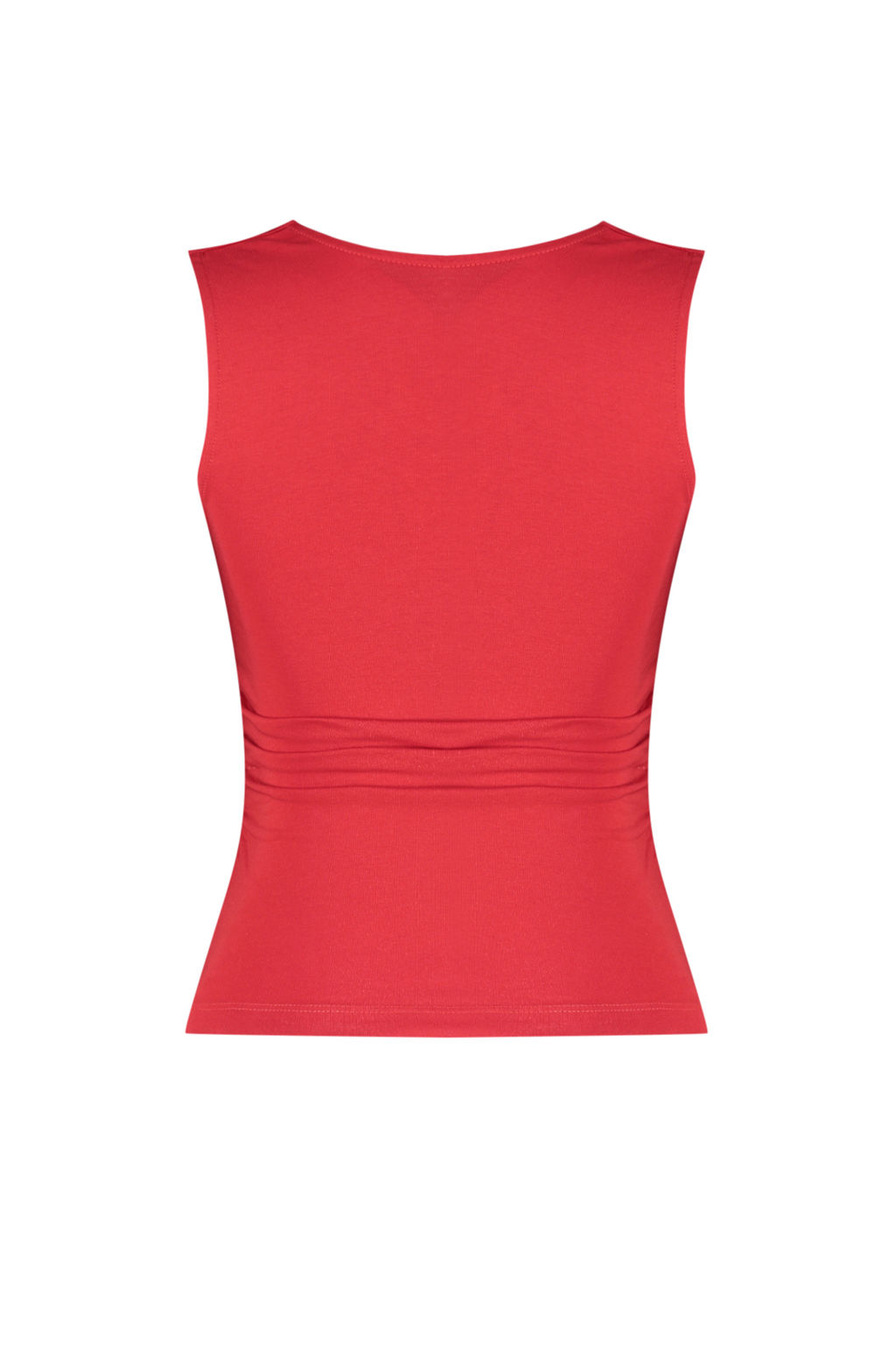 K?rm?z? Duz Kare Yaka Ask?l? Buzgulu Fitted/Vucuda Oturan Esnek Orme Bluz TWOSS24BZ00400