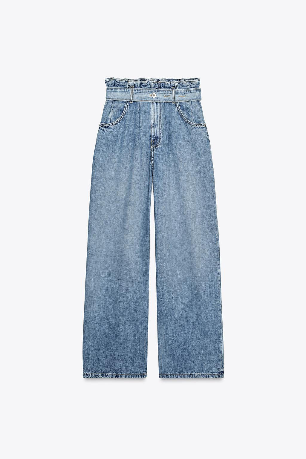 TRF HIGH-WAIST PAPERBAG BELTED JEANS - Zara фото 12