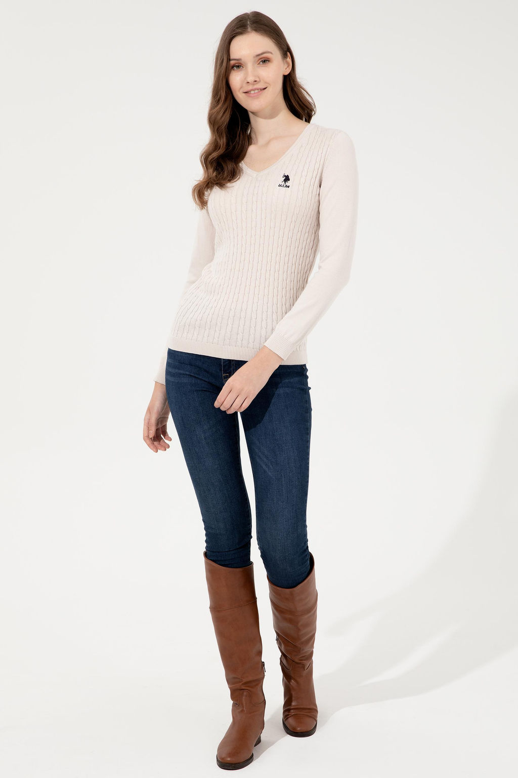 Kad_n Krem Basic Kazak