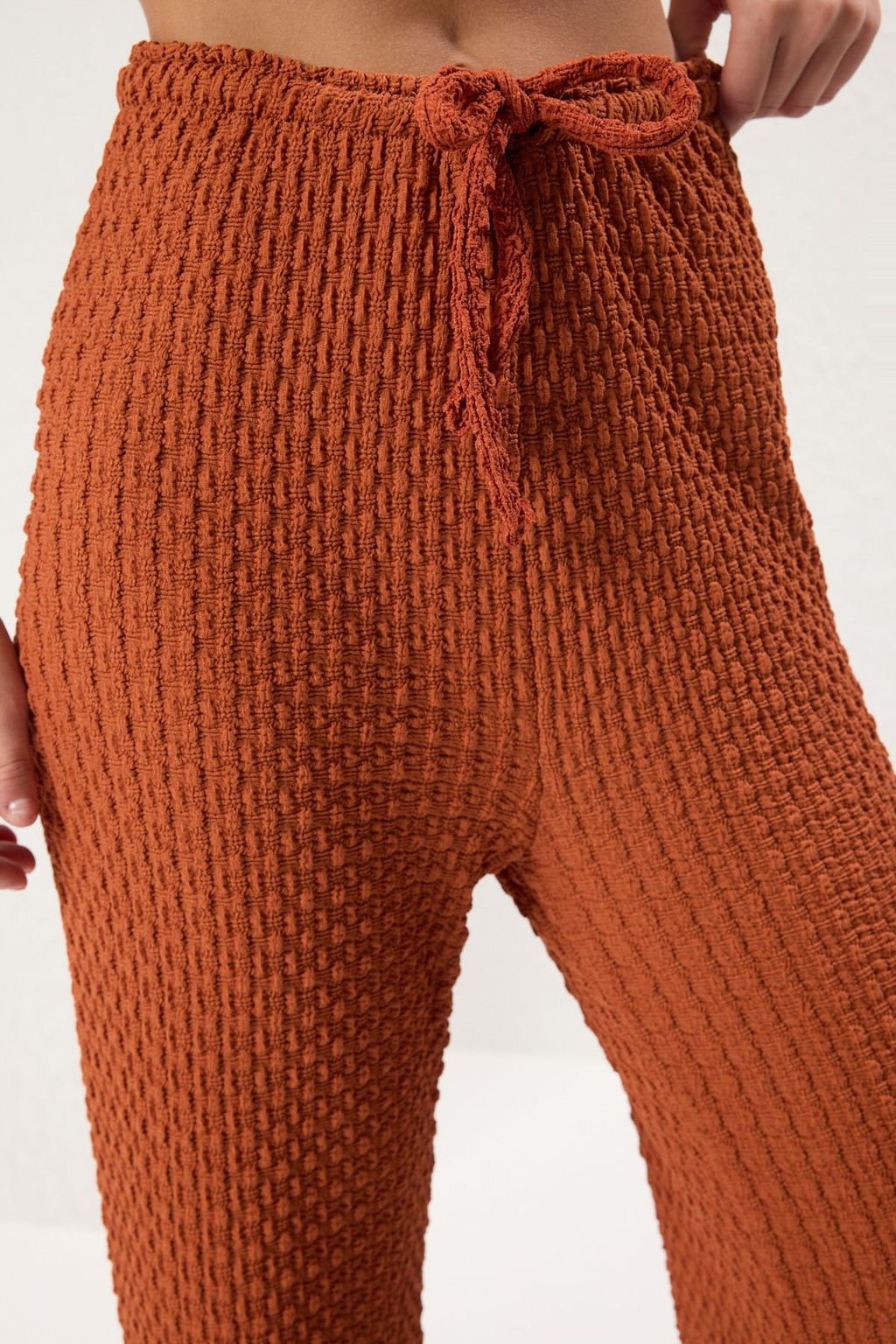 Kiremit Dokulu Wide Leg/Rahat Kesim Esnek Orme Pantolon TWOSS25PL00061 - Trendyolmilla фото 5