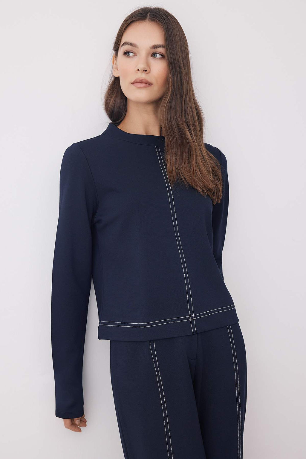 Lacivert Dik Yaka Regular/Normal Kesim Dikis Detayl? Orme Bluz TWOAW26BZ00107 - Trendyolmilla фото 2