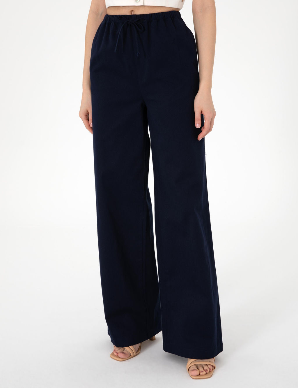 Lacivert Loose Fit Kanvas Pantolon