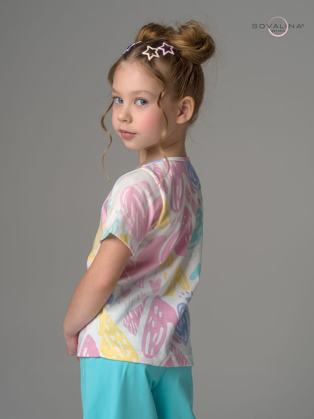 Костюм Лето акварельные сердечки-мята - Sovalina фото 9