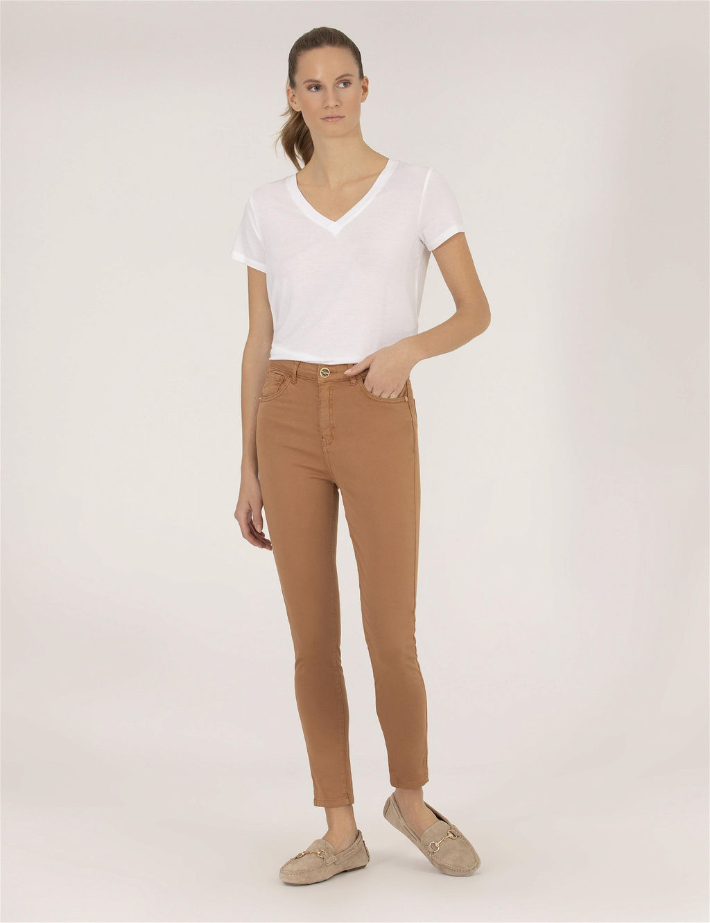 Kahverengi Skinny Fit Kanvas Pantolon