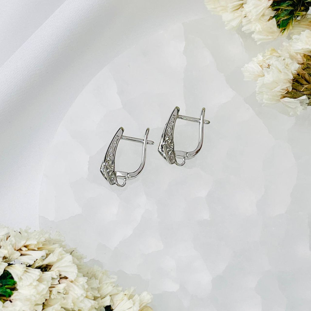 Швензы для сережек с Фианитами родированные