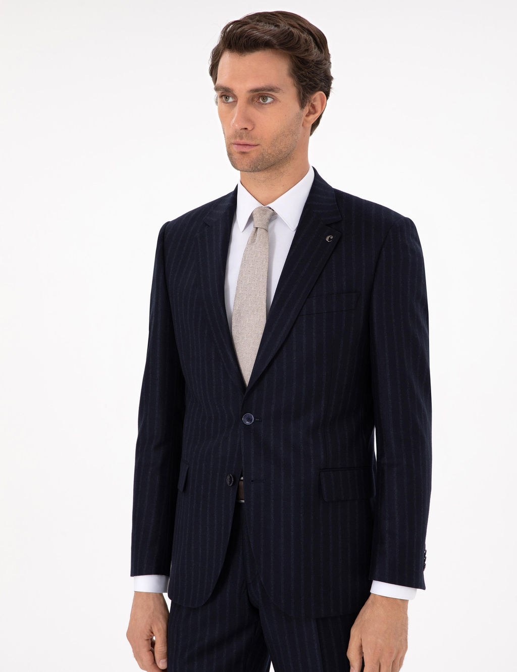 Темно-синий приталенный костюм - Cacharel фото 3