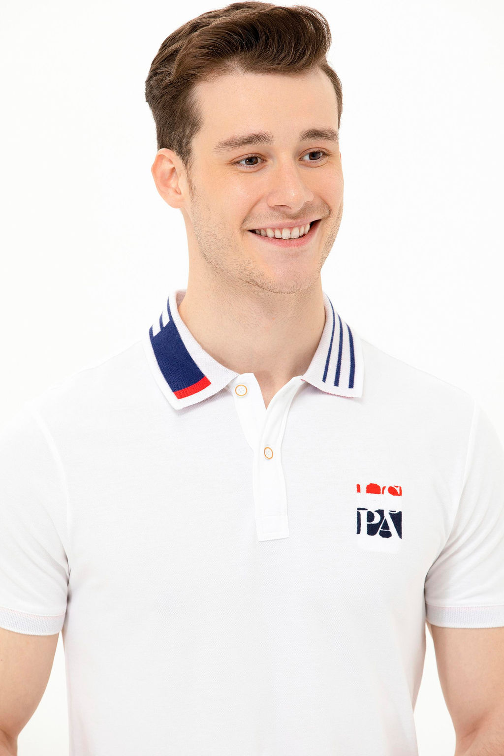 Мужская белая футболка с воротником поло - U.s. polo assn фото 4