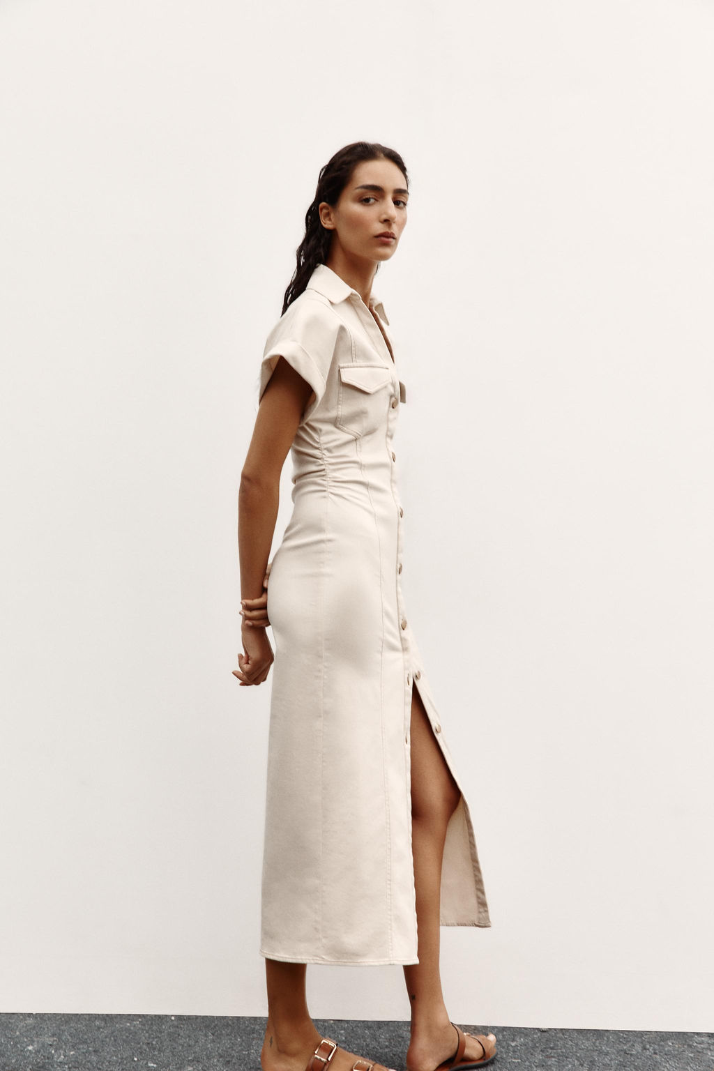 MIDI DRESS WITH GATHERED WAIST - Zara фото 12