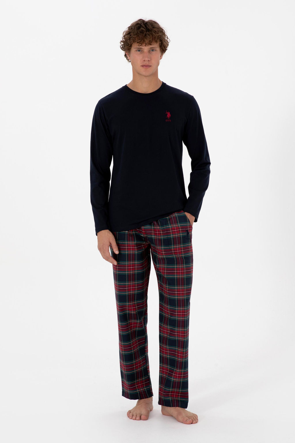 Erkek Lacivert Pijama Tak_m_ Sepette S_rpriz _ndirim