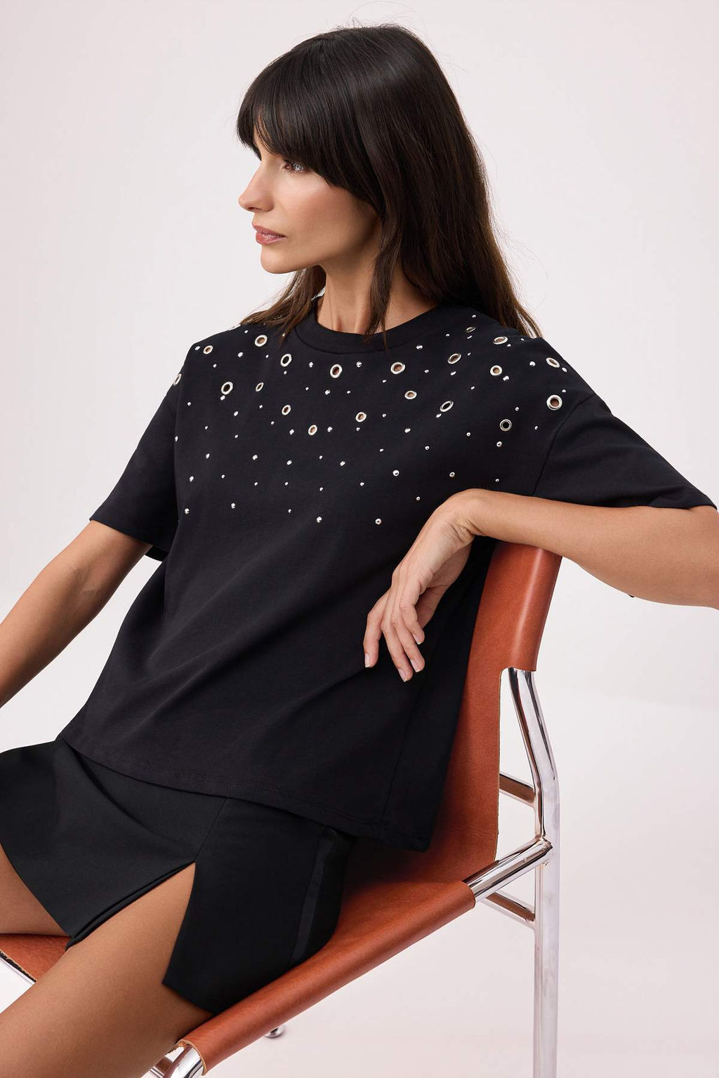 Beyaz Oversize/Genis Kal?p K?sa Kollu Aksesuar Detayl? Uzun %100 Pamuk Orme T-shirt TWOSS26TS00238 - Trendyolmilla фото 5