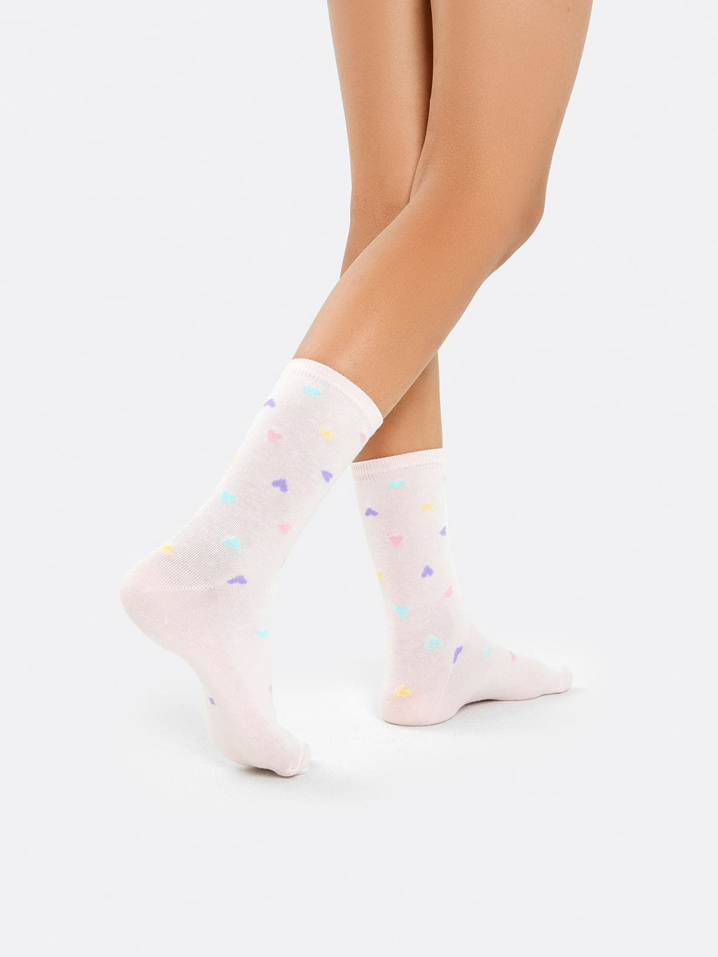 Цена за 5 пар! Носки детские в нежно-розовом оттенке с рисунками в виде звездочек и сердечек - Mark formelle фото 2