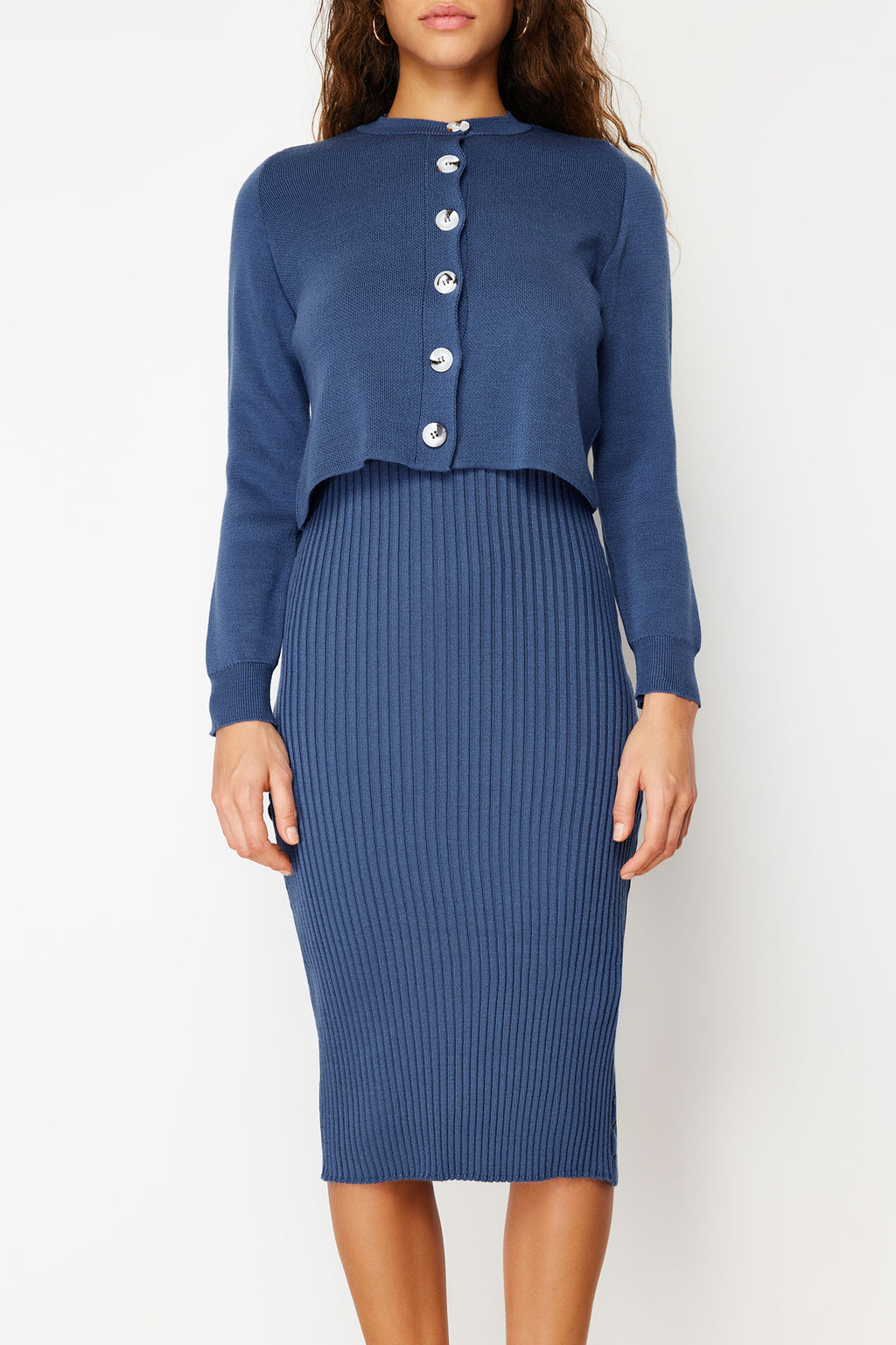 Indigo Duz Midi Elbise TWOSS23EL00738