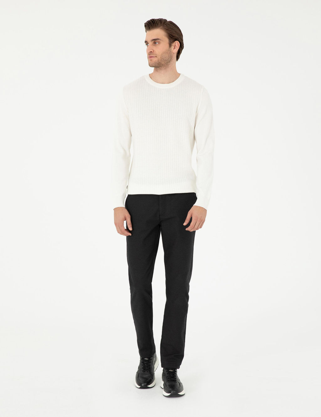 Siyah Slim Fit Kanvas Pantolon