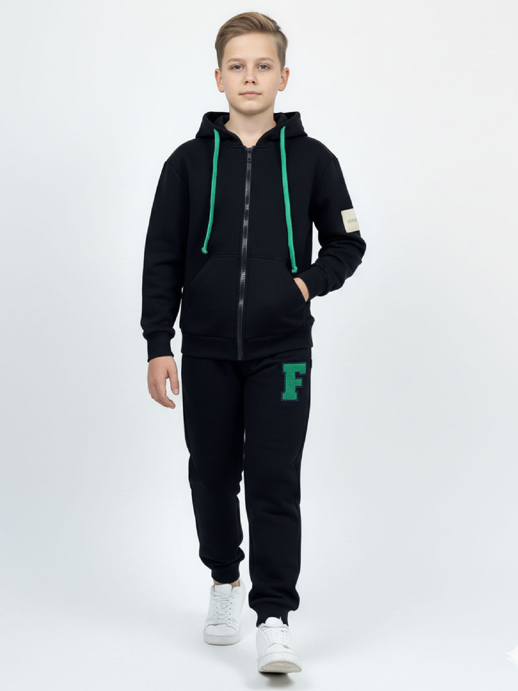 Брюки для мальчика штаны спортивные 22-7313 черный|зеленый - Mini maxi фото 5