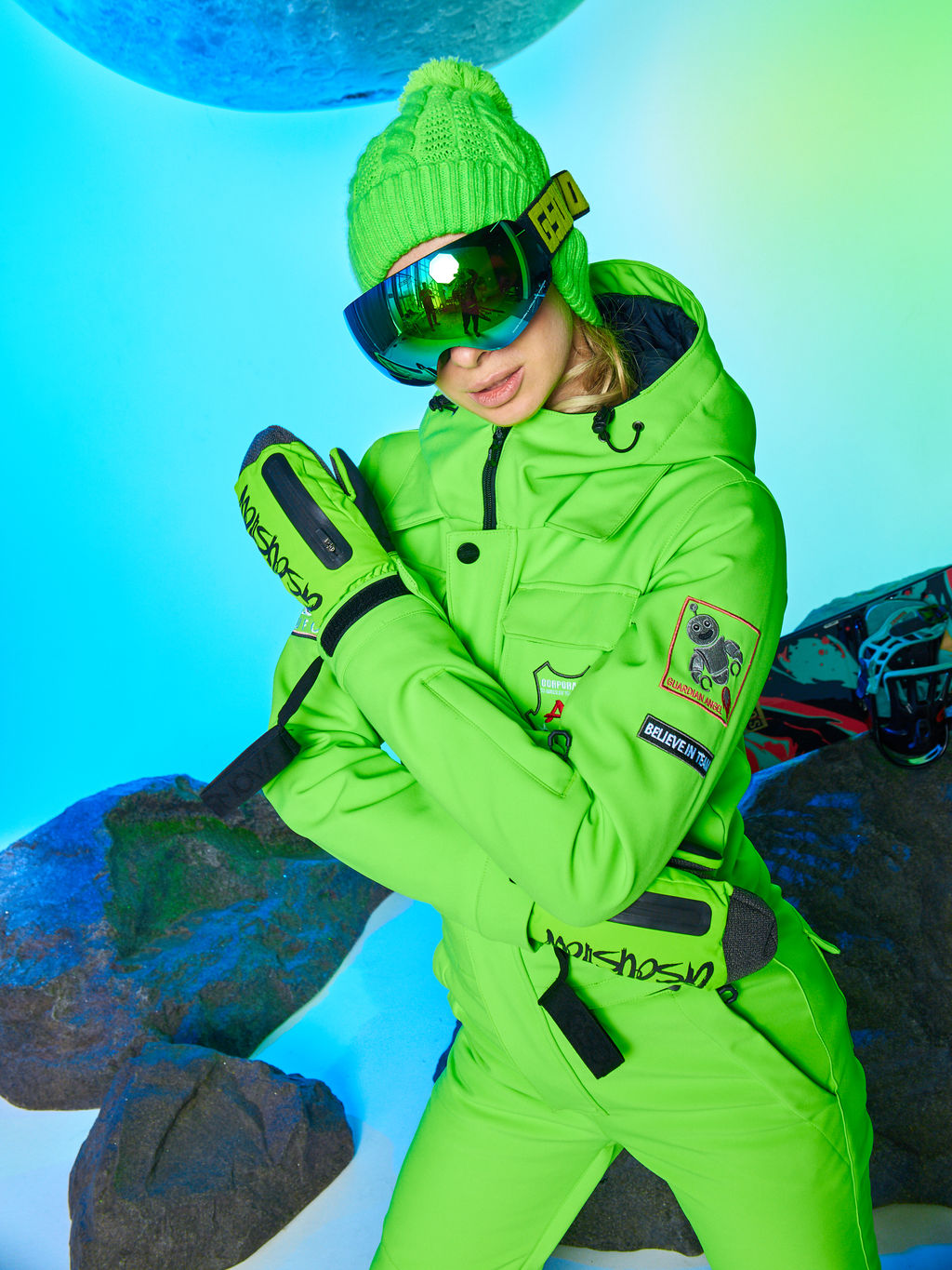 Женский сноубордический горнолыжный комбинезон Alpha Endless Aeternitas 223/2305 FAG - Салатовый  фото 25