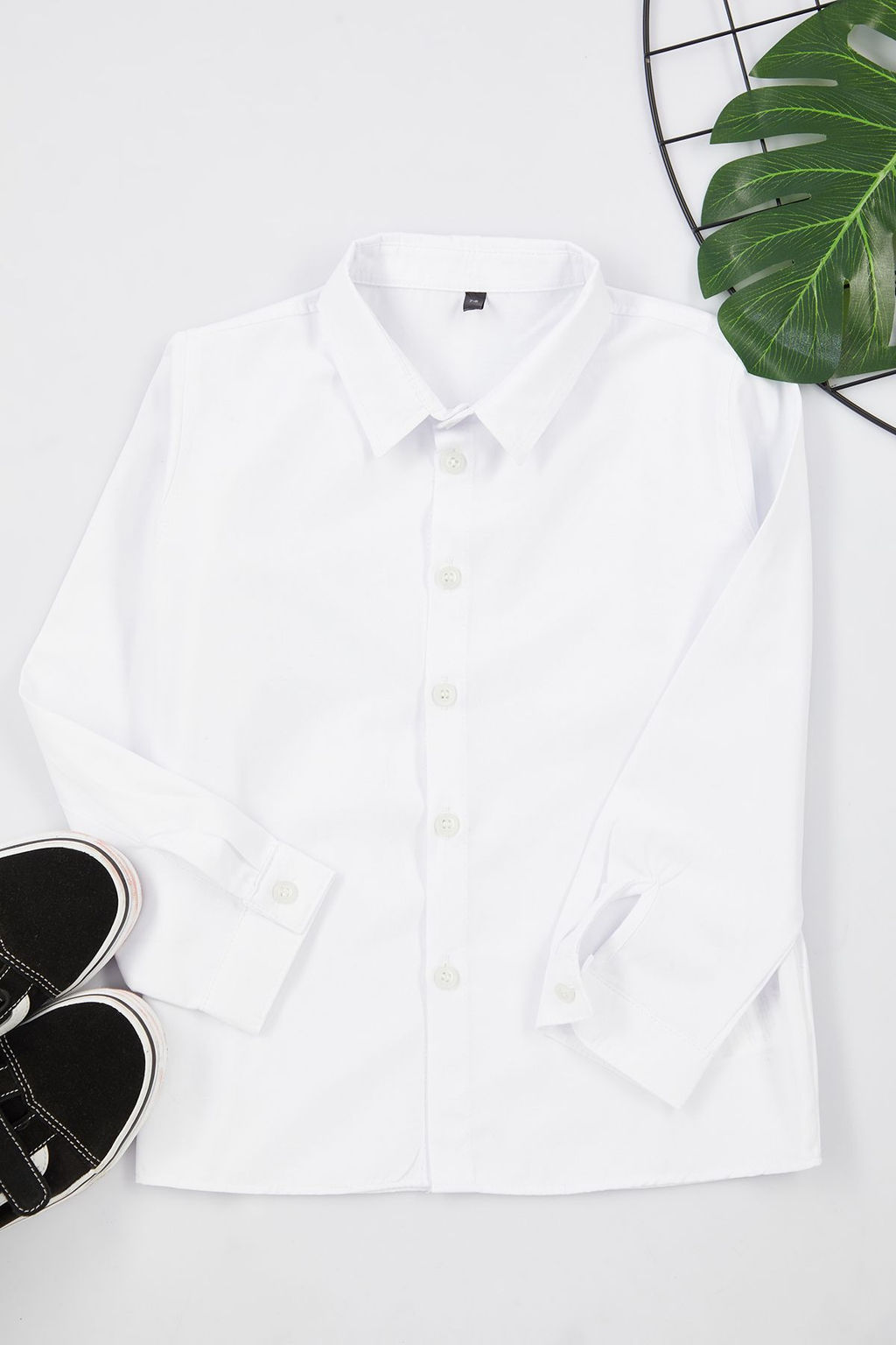 Unisex Beyaz Cocuk Pamuklu Basic Regular/Normal Kesim Dokuma Okul Gomlegi TKDAW25GO00002 - Trendyolmilla фото 5