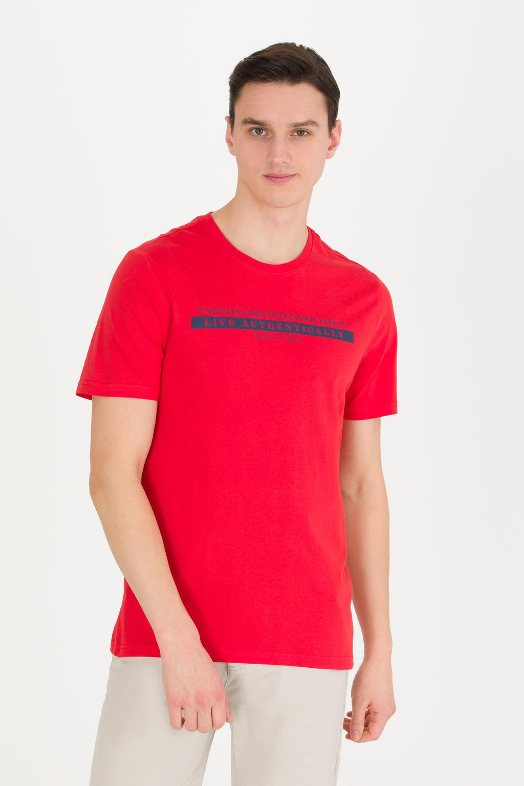 U. S. Polo Assn Мужская красная футболка с круглым вырезом - U.s. polo assn фото 3