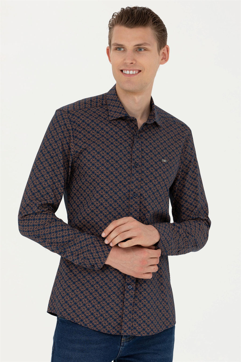 Мужская темно-синяя рубашка с длинным рукавом - U.s. polo assn фото 10