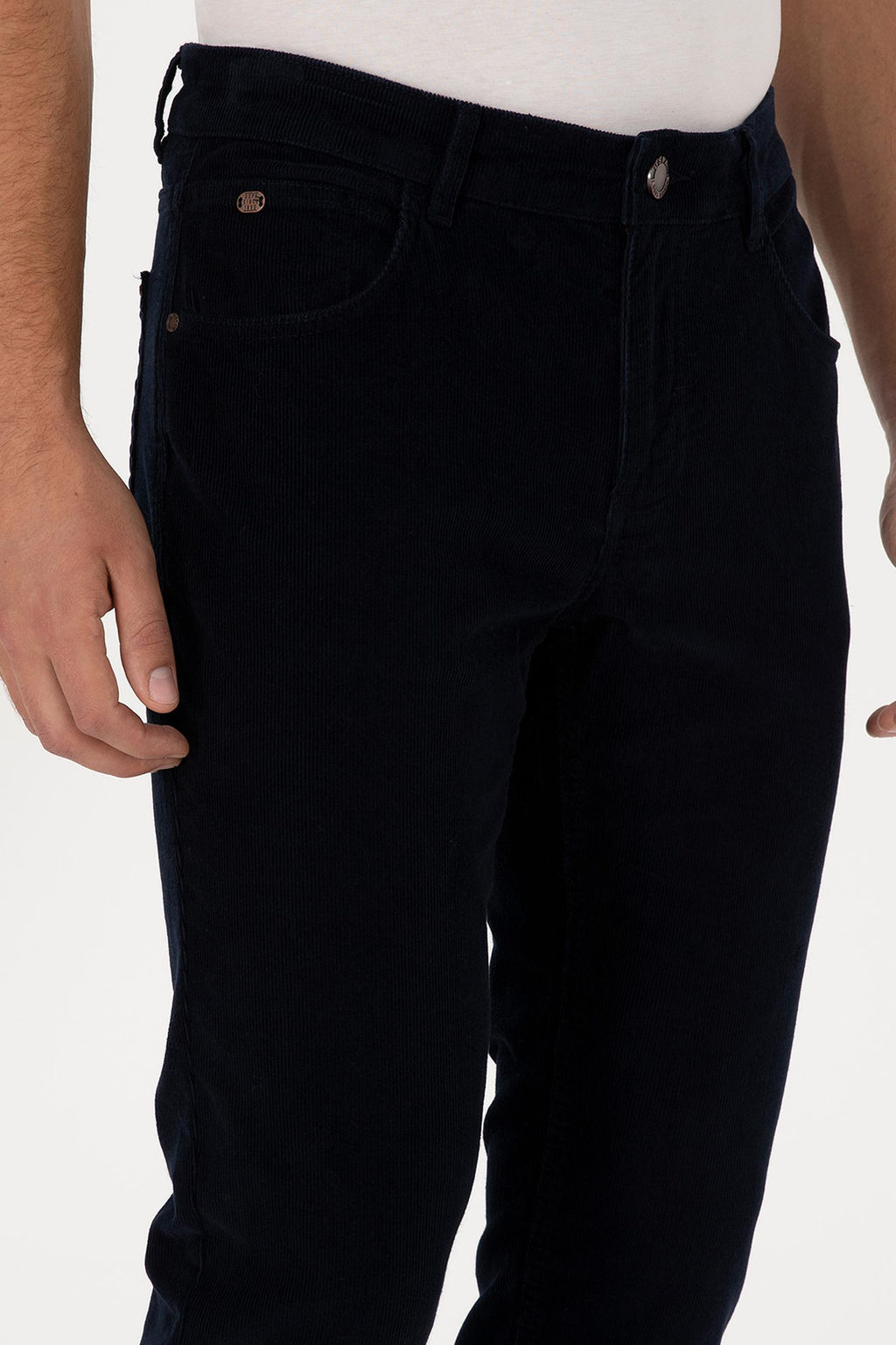 Erkek Lacivert Slim Fit Kanvas / Chino Pantolon