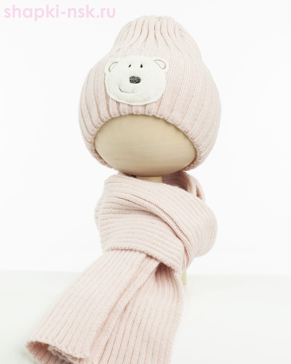 18-37-L Комплект для девочки флис (колпак+шарф) (50-54)