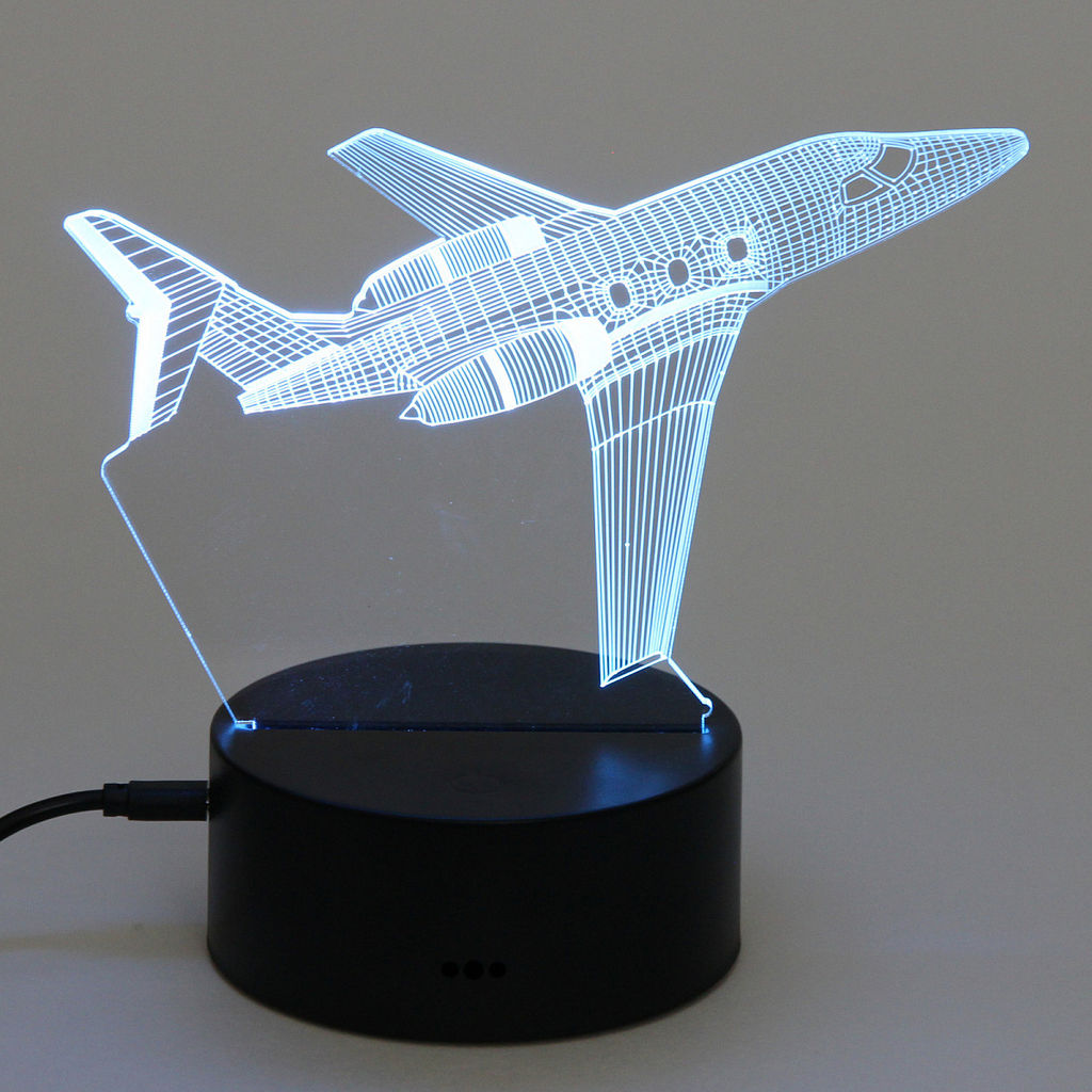 Цена за 2 шт. Светильник ночник "3D-Самолёт" на пластиковой подставке, с включателем USB