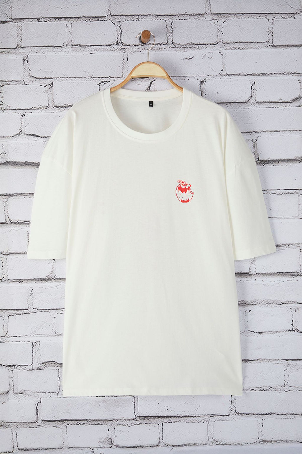 TRENDYOL MAN Ekru Buyuk Beden Oversize/Genis Kesim Meyve Bask?l? %100 Pamuk T-Shirt TMNSS25BF00040 - Trendyolmilla фото 3