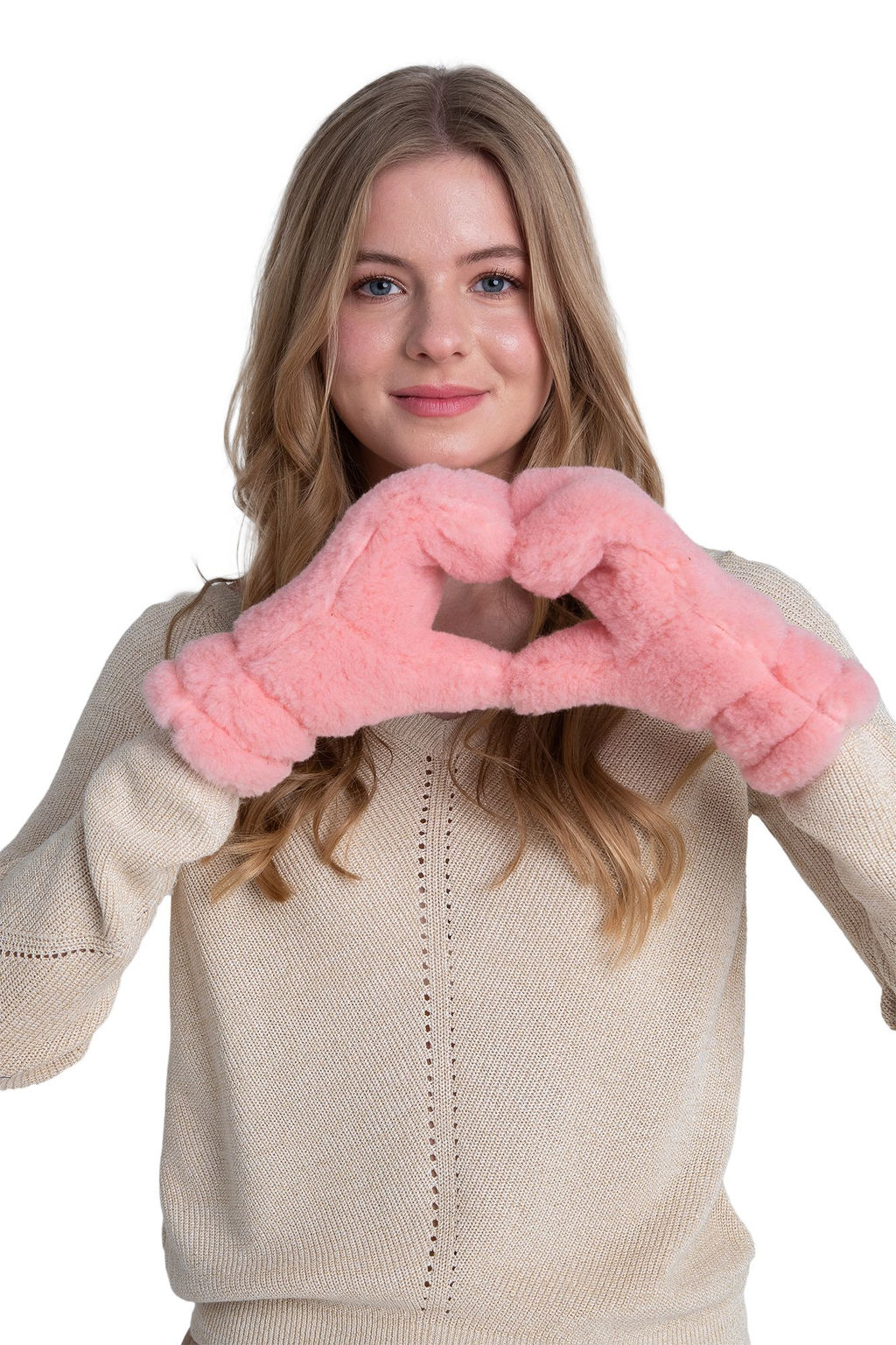 Варежки меховые на резинке ВАНИЛЬ - Woollamb фото 25