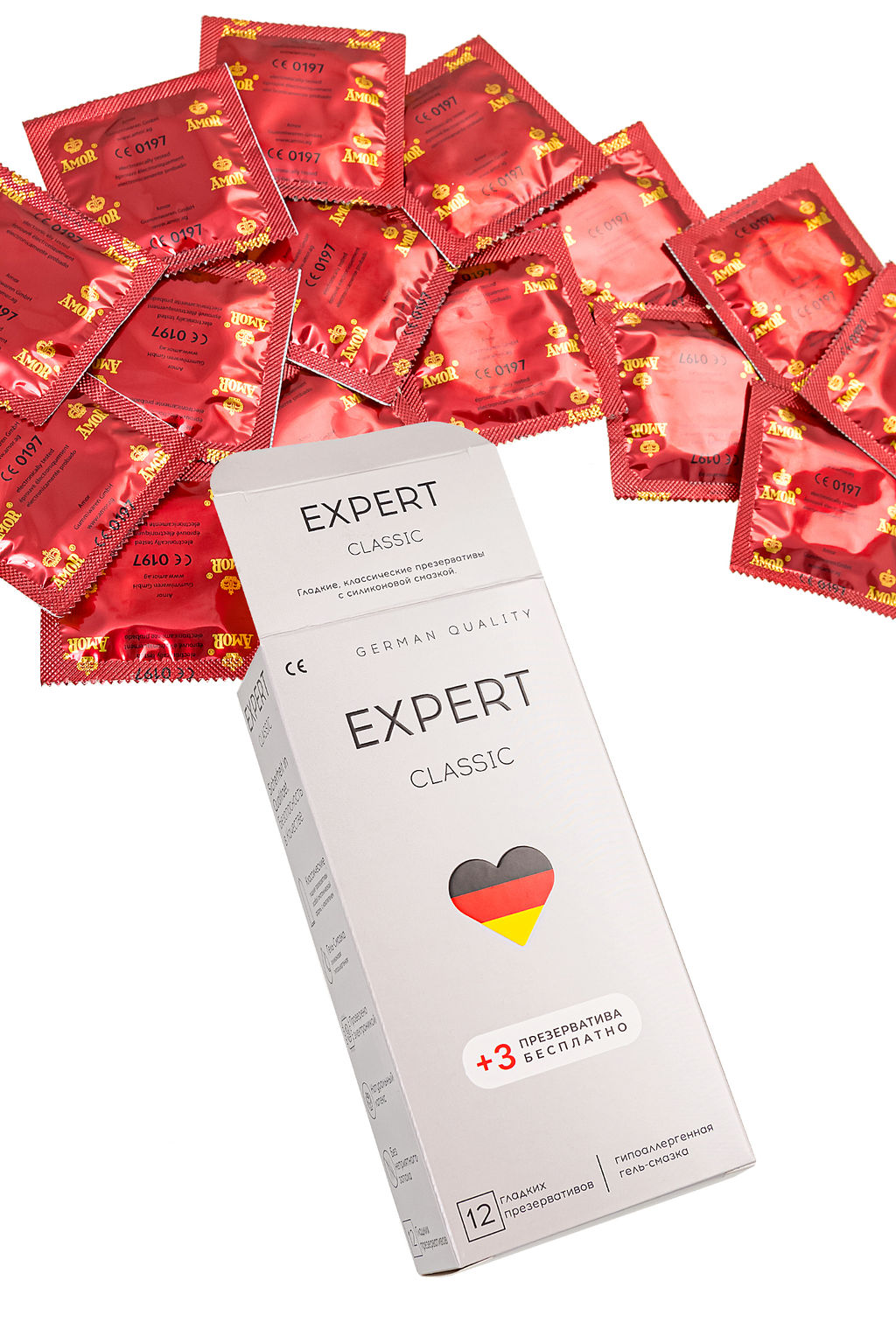 Презервативы EXPERT Classic Germany 12шт +(3 бесплатно)., классические
