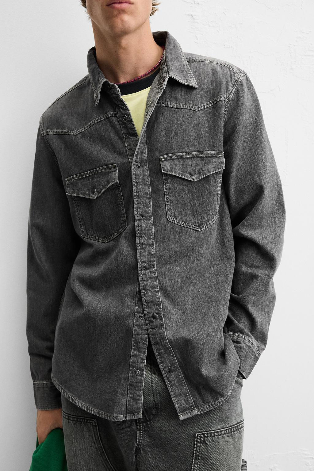 WESTERN DENIM SHIRT WITH POCKETS - Zara фото 32