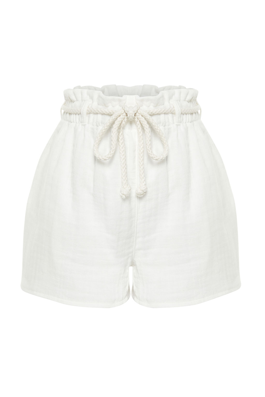 TRENDYOLMILLA Beyaz Kemerli Dokuma Baglamal? Muslin Plaj Sort & Bermuda TBESS24SR00008  фото 8
