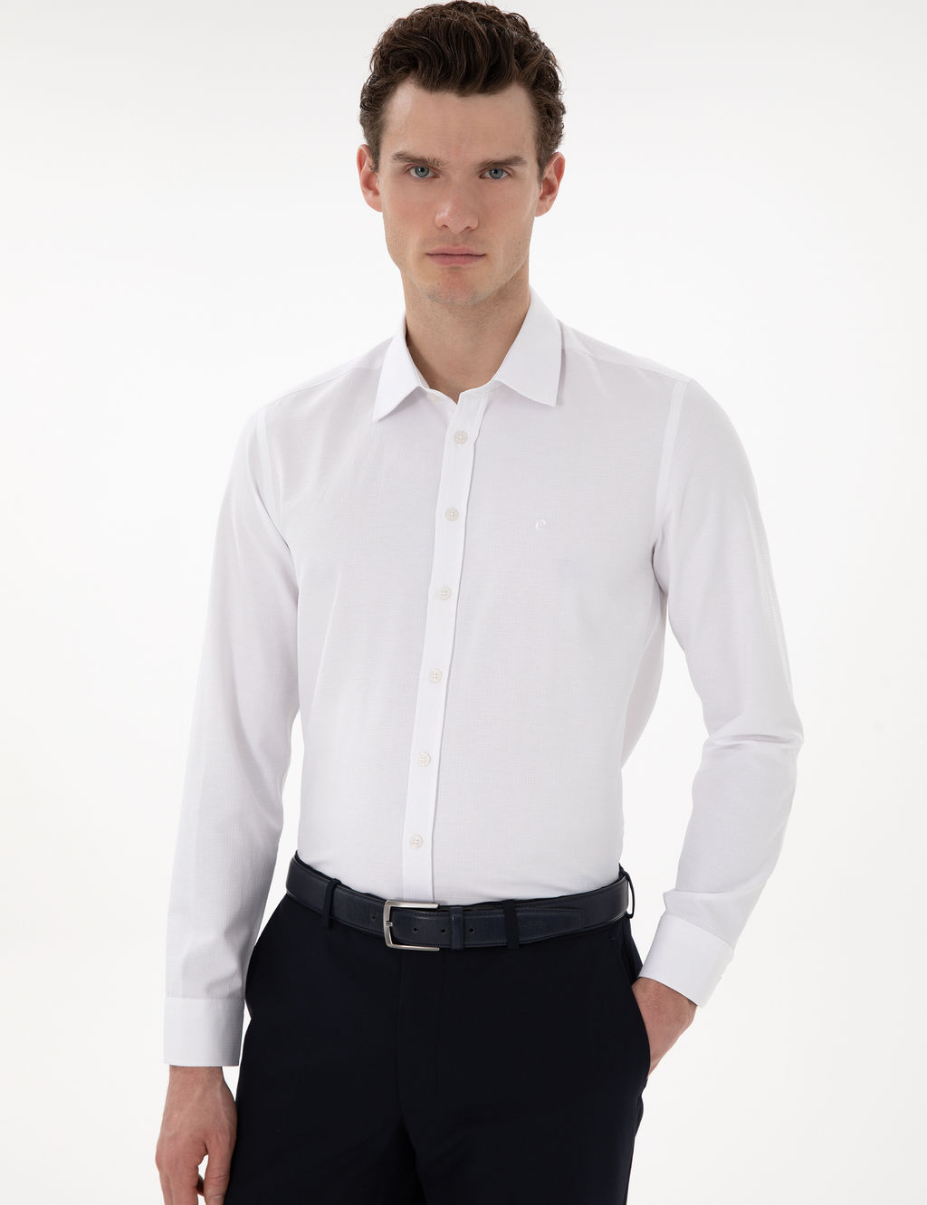 Beyaz Slim Fit Uzun Kollu G_mlek