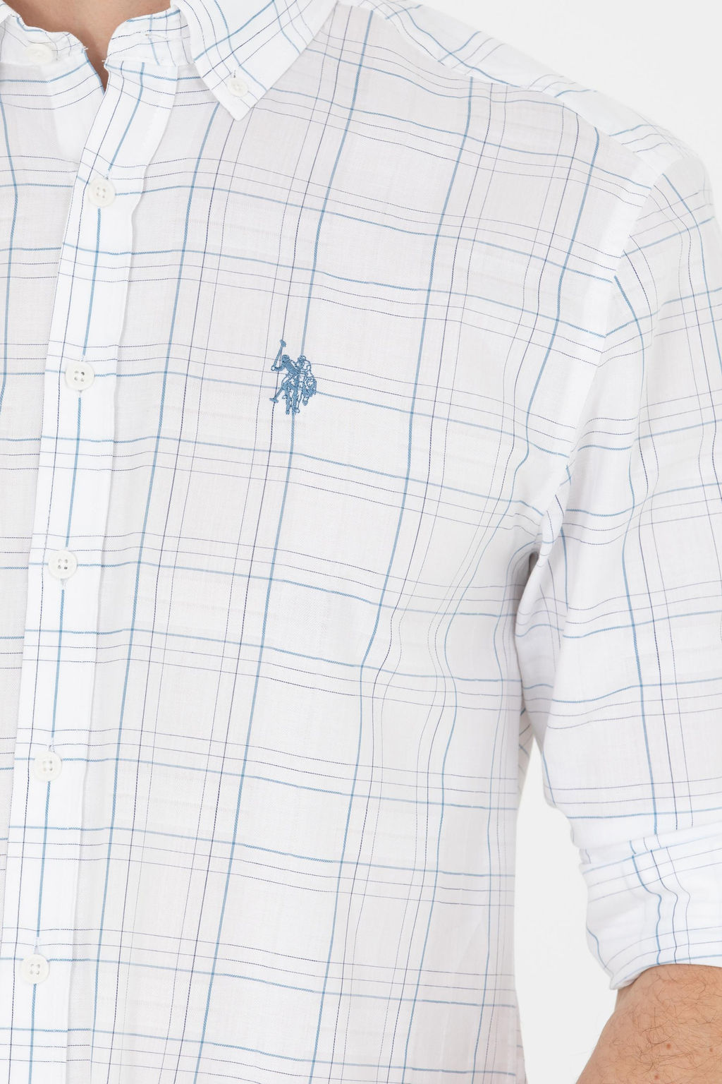 U. S. Polo Assn Мужская синяя белая рубашка в шотландскую клетку - U.s. polo assn фото 7