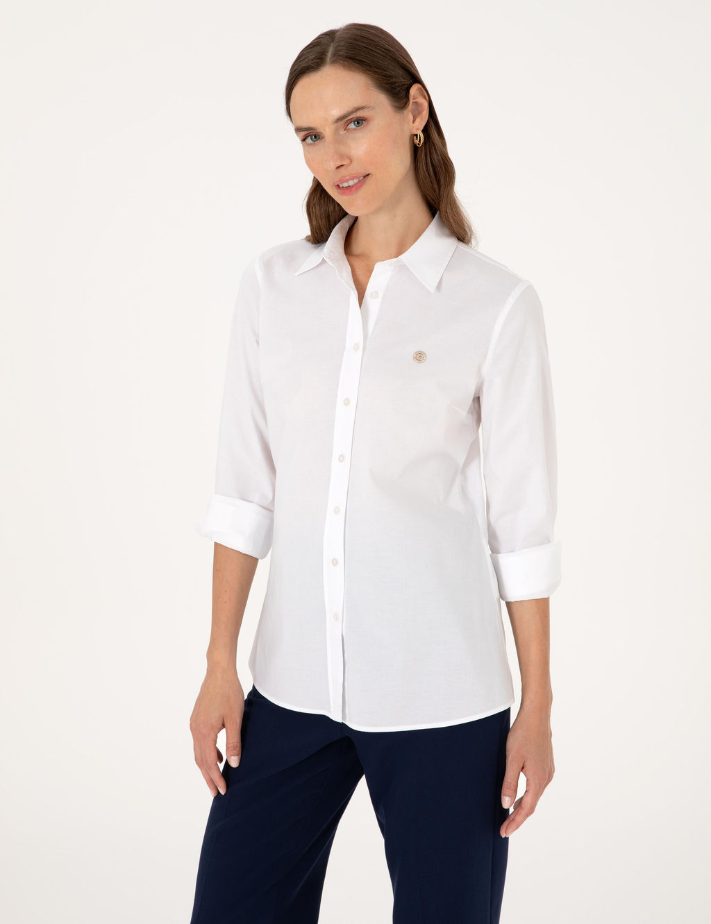 Beyaz Slim Fit Uzun Kollu G_mlek