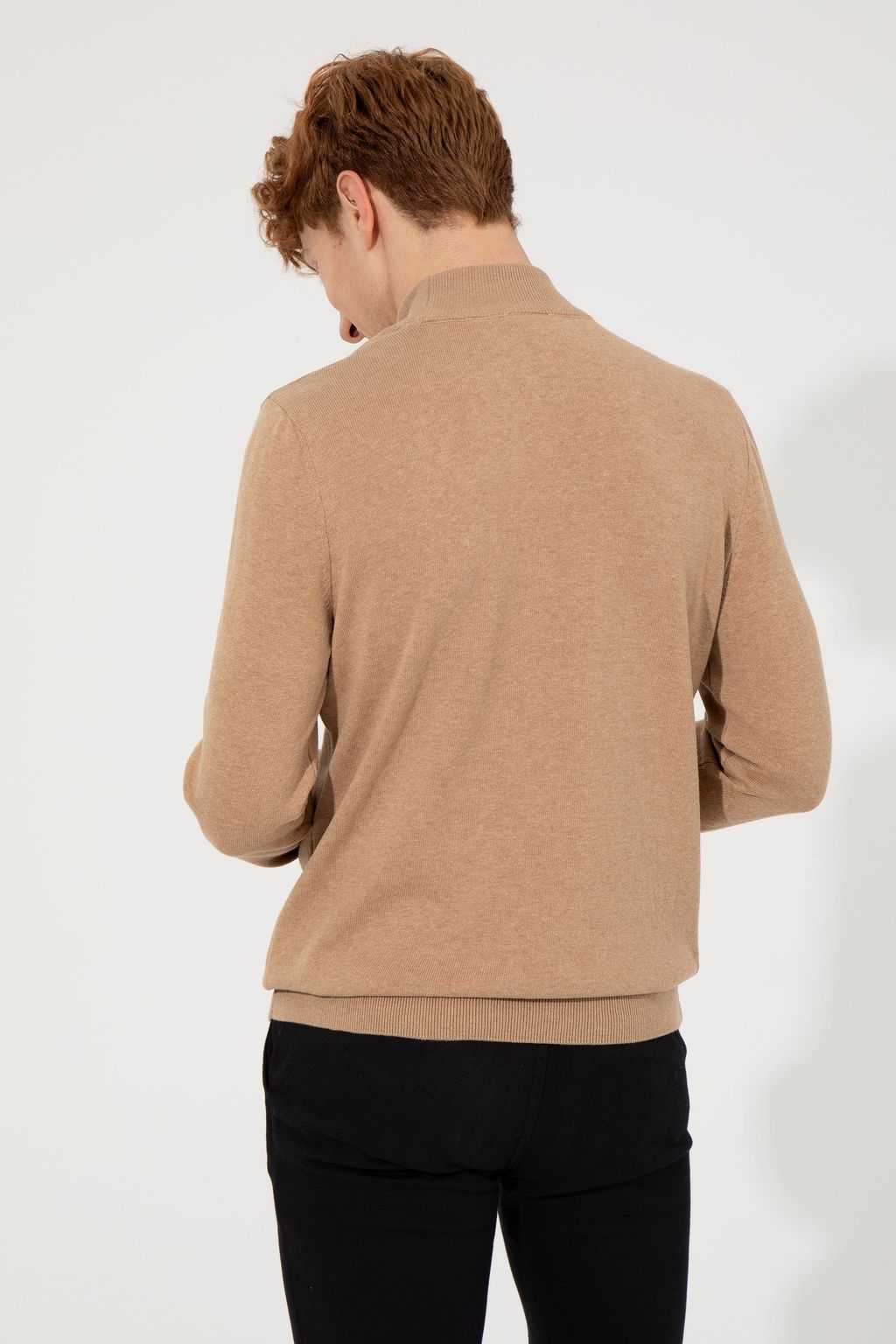 U. S. Polo Assn Мужской базовый свитер светло-коричневого меланжевого цвета - U.s. polo assn фото 5