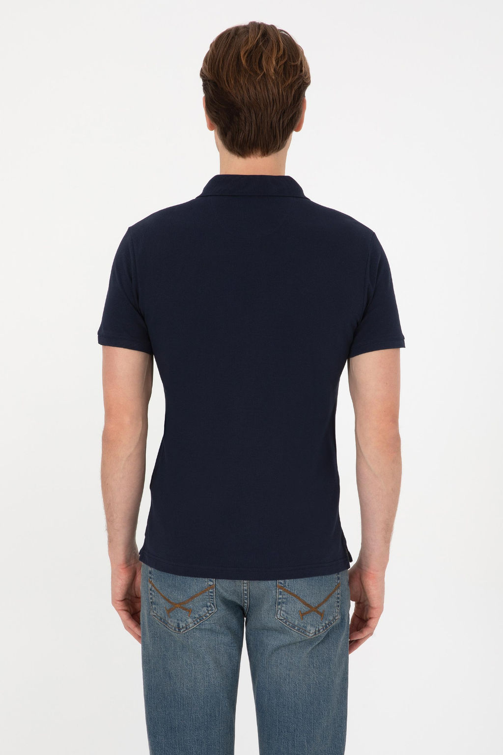 Erkek Lacivert Slim Fit Polo Yaka Basic Ti__rt - U.s. polo assn фото 5